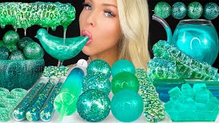 ASMR TEAL GALAXY FOOD MUKBANG HONEYCOMB PIPETTE SQUEEZE DRINK JELLY SYRINGE SPRINKLES 먹방 [upl. by Cavil472]