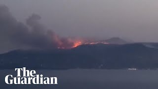 Wildfire on Greek island of Corfu visible from Albania [upl. by Baalbeer837]