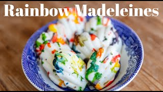 Rainbow Speckled White Chocolate Covered Madeleines [upl. by Seuqcaj365]