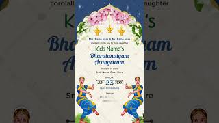 Arangetram Invitation Video  Kids Bharatnatyam Invitation Video  Whatsapp Invite  IM2238V [upl. by Tracay]