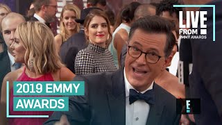 Stephen Colbert Crashes John Olivers Interview at 2019 Emmys  E Red Carpet amp Award Shows [upl. by Aihtak586]