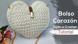 🔥Bolso Corazón  Tejido a Crochet con Trapillo paso a paso super fácil [upl. by Sussi]