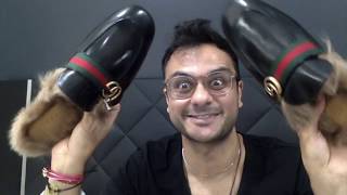 Double Gucci Princetown Leather Fur Slides wGG Unboxing Video [upl. by Selrhc763]