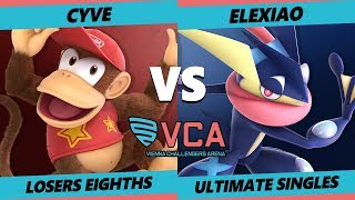 VCA19  CGN  cyve Diddy Inkling Vs SY  Elexiao Greninja Smash Ultimate Tournament L Top 8 [upl. by Naziaf]