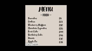 bloxburg picturecafe menu codes [upl. by Anitsuga]