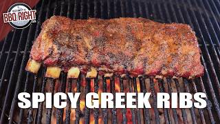 Spicy Greek Ribs GRILLED Directly Over Charcoal [upl. by Conant]