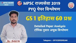 MPSC MAINS PAPER ANALYSIS 2019  GS 1  HISTORY  MPSC 2023 mpsc pyq cutoff mains history [upl. by Ahcsap]