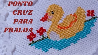 PONTO CRUZ🐣🐥🐤 para fralda de bebê 👼 👶🐤🐣🐥gráficos de ponto cruz para fralda de bebê 👼 [upl. by Marcus449]