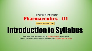 Pharmaceutics 00  BPharmacy 1st Semester  Introduction to Pharmaceutics 01 Syllabus  BPharma [upl. by Fabien]