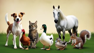 Collection of Cute Pets Dog Horse Cat Squirrel Parrot  Animal Sounds [upl. by Salvatore]