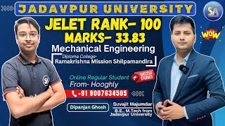 JELET 2024 Exam Rank 100  Jadavpur University  Department ME  Dipanjan Ghosh Regular Student [upl. by Zannini]