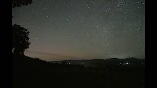 Timelapse of the Night Sky over the Trotternish Ridge Isle of Skye with a Small Aurora and Meteorite [upl. by Ailev]