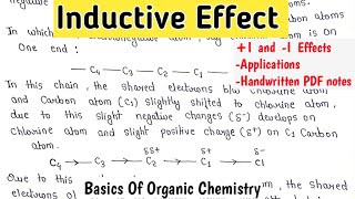 Inductive Effect  I and I Effects  Application  Basics Of Organic Chemistry chemistrynotes [upl. by Ardnuahsal]