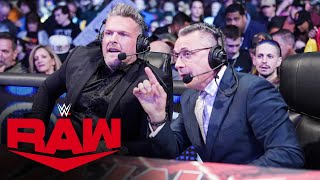 Pat McAfee joins Michael Cole on Monday Night Raw announce team Raw highlights Jan 29 2024 [upl. by Nahgeam]