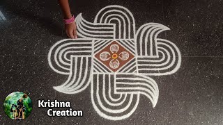 Easy Padi Kolam Design with 5x3x3 dots  Simple Padi Kolam  Beautiful Rangoli  Padi kolam Muggulu [upl. by Idok423]