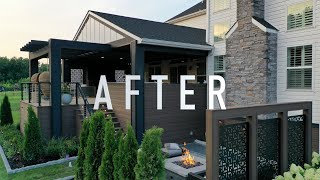 INCREDIBLE BACKYARD MAKEOVER Covered Deck and Patio Transformation Time Lapse [upl. by Noislla]