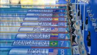 100m Butterfly 13th FINA Championships in Rome Phelps Cavic Munoz [upl. by Attenyw]