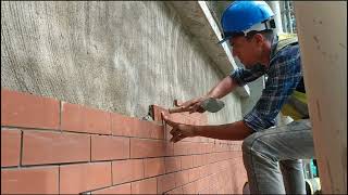 Installation Techniques of Brick Cladding  Terracota Bricks Brick Tiles On Wall [upl. by Akayas]