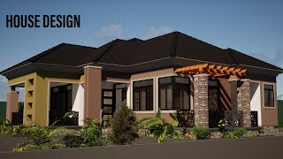 MODERN HOUSE DESIGN  WITH FLOOR PLAN  BEUTIFUL 4 BEDROOM BUNGALOW  CONSTRUCTION IN UGANDA [upl. by Rabbi]