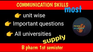 Communication skills important questions b pharm 1st year most important [upl. by Lunna]