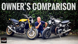 Kawasaki Z900RS SE vs Triumph Speed Twin 1200  Owners Retro Motorcycle Showdown 4K [upl. by Ia]