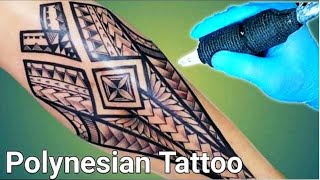 TRIBAL POLYNESIAN  Tattoo time lapse  his first ever tattoo [upl. by Colley211]