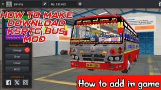 How to make download ksrtc bus mod in Bus simulator game [upl. by Gnaw]