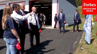 Trump Speaks To Firefighter About 911 Commemoration During Trip To Shanksville Pennsylvania [upl. by Neelhtak207]