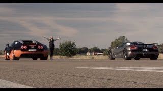 Ultra HD 4K RACE from dig 1200 HP Bugatti Veyron Vitesse vs Koenigsegg Agera R presented by Samsung [upl. by Sussna679]