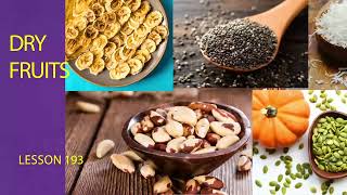 SPEAKING ENGLISH VOCABULARY DRY FRUITS NAMES HINDI BANGLA TELUGU TAMIL URDU KANNADA MALAYALAM [upl. by Nueovas]