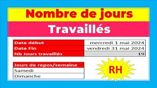 Comment calculer le nombre de jours travaillés dans Excel 🕓📆 [upl. by Danby850]