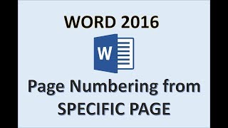 Word 2016  Page Numbers Starting from Specific Number  How to Add Insert Start Put on Pages in MS [upl. by Cilla]