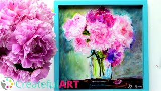 How To Paint Peonies  Pebeo Paints Glass Painting Tutorial [upl. by Yesnnyl534]