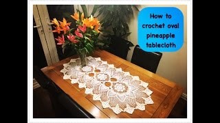 CC How to crochet oval pineapple tablecloth Part 1 of 4 [upl. by Batholomew601]