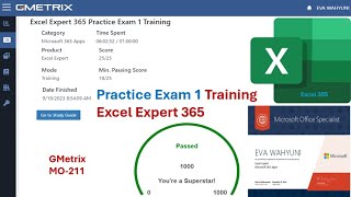 GMetrix Practice Exam 1 Training Excel Expert 365 MO211 [upl. by Aratak]