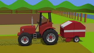 Agricultural show Tractors Combines Farm Machines  Vehicles cartoon animation for kids [upl. by Lorre596]