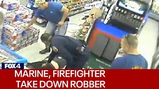 Mansfield Marine and firefighter takes down armed robber [upl. by Rockey]