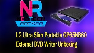 LG Ultra Slim Portable GP65NB60 External DVD Writer Unboxing [upl. by Ailuy]