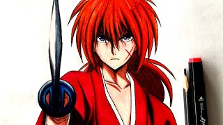 How To Draw Kenshin Himura  Rurouni Kenshin  Step By Step  anime drawing draw [upl. by Siari]