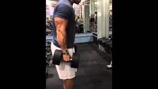 Worlds Tallest Bodybuilder 100 DB curls [upl. by Simeon]