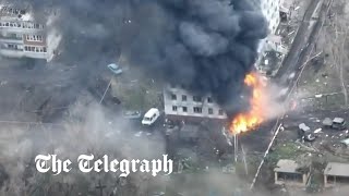 Ukraine war explosion destroys Russian weapons store in Bakhmut [upl. by Yleak]