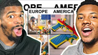 AMERICANS REACT To EUROPE VS USA MEMES [upl. by Ermine]