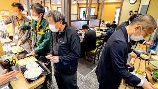 岡山）うどん１杯４２０円。３０秒で爆速提供ガッツリ飯に労働者達が殺到するセルフサービスうどん屋が凄い [upl. by Wilone]