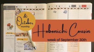 Hobonichi Cousin  set up the week of September 30th amp October monthly  fall is here [upl. by Enaols]