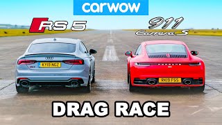 Audi RS5 vs Porsche 911 DRAG RACE so VERY close [upl. by Eilrac773]