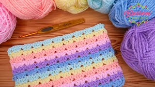 Easiest amp Fast Crochet Blanket  ONE Row Repeat How to Crochet a Double V Stitch blanket [upl. by Pavior]