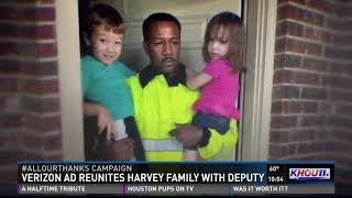 Verizon ad reunites family with deputy who braved Harvey floodwaters to rescue kids [upl. by Nava]