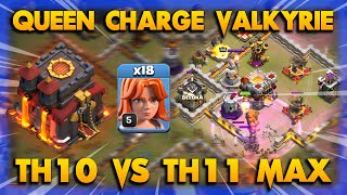 Valkyrie Is Insane  TH10 VS TH11MAX With Queen Charge Valkyrie 2022  Clash Of Clans [upl. by Isabella]