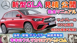 【新型車】メルセデスベンツ新型GLA見積公開＆完全マニュアル！！ 人気のSUVマイナーチェンジ！！100台限定特別仕様車も詳しく解説！！ [upl. by Leupold]