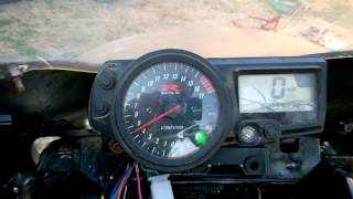 2005 GSXR 600 speedometer mounted on a Kawasaki ZR7S Test run [upl. by Swart401]